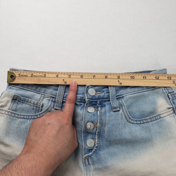 Old Navy Jean Shorts Girls 14 Blue Denim Cut Off Button Fly Adjustable Waist - Picture 4 of 15